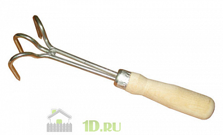 Рыхлитель 4-зубый огуречный с деревянной ручкой 4-4 цинк /0120025