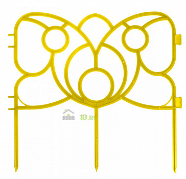 Заборчик для клумб пластмассовое декоративный Бабочка желтый 3 м /0115010